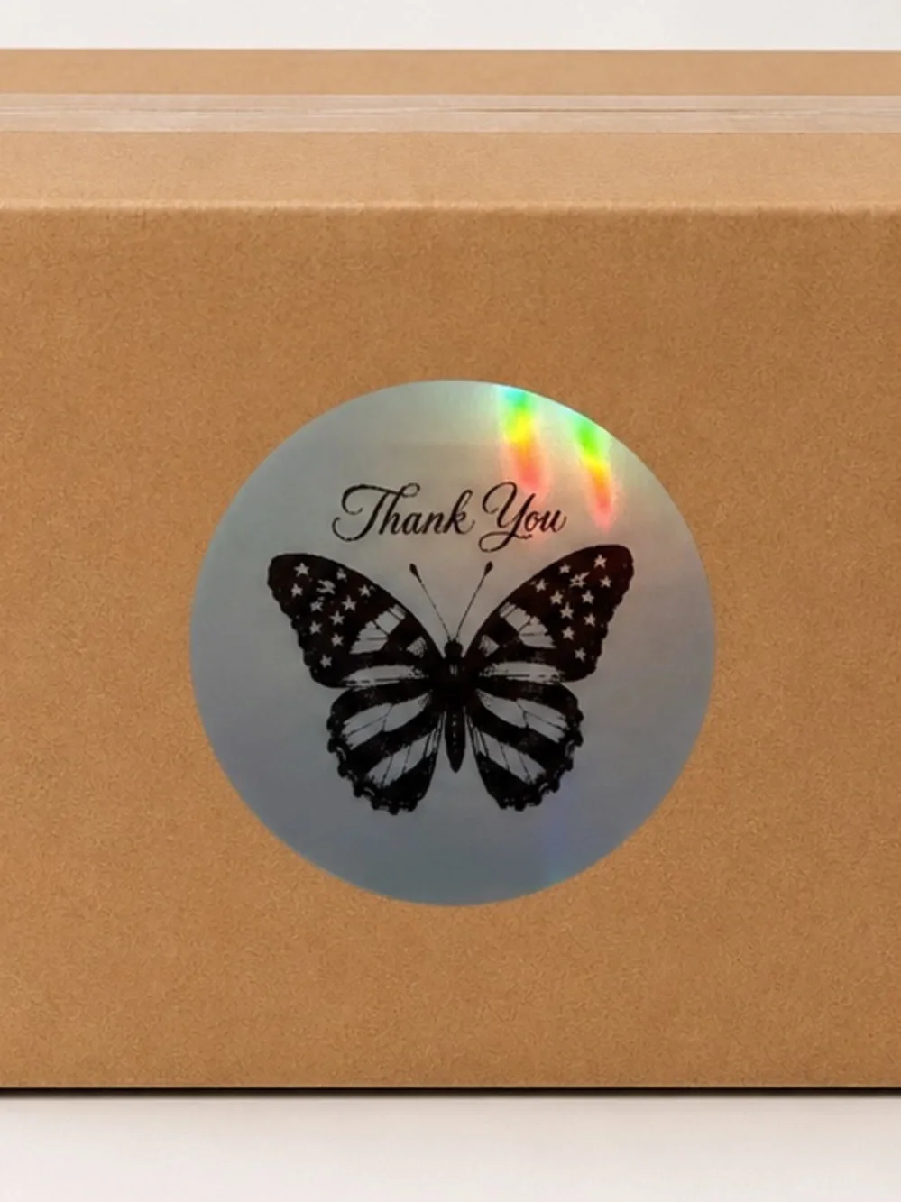 Butterfly Thank You Stickers 2” round-100ct. New